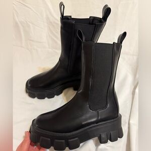Chunky black combat boots